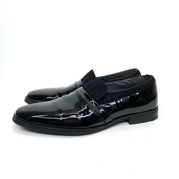 Antonio Zengara Tomas Shiny Black Italian Loafer Slip On Dress Shoes Size 10 - Picture 1 of 13